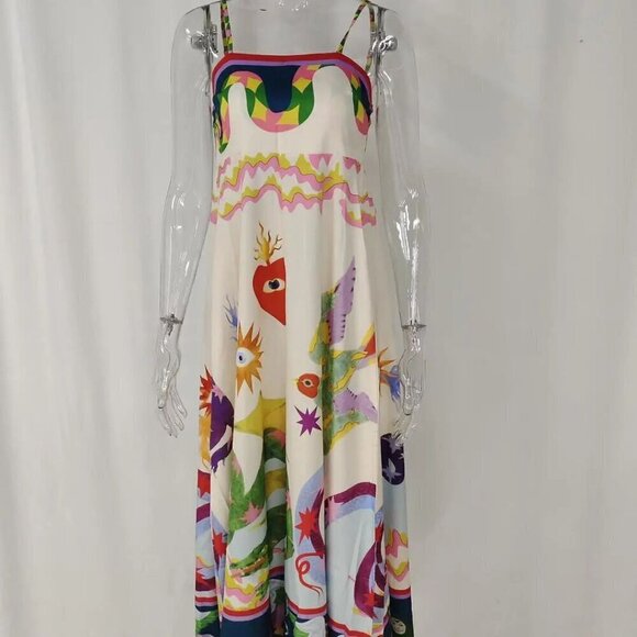 Women BOHO Graphic Print Casual Summer Sun Dress Size: XXL NEW - Picture 3 of 7